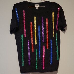 Colorful Sequin Stripe Sweater